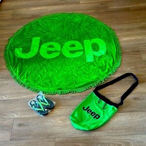 Jeep Bright Green Towel, flip flops and Tote Set